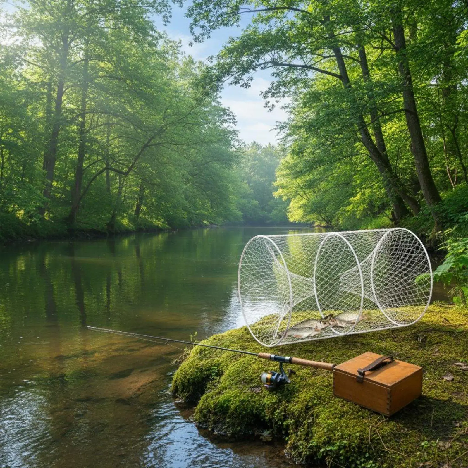 Plastic Folding Fishing Basket for Carp Catfish Turtle with Secure Funnel Entry Design