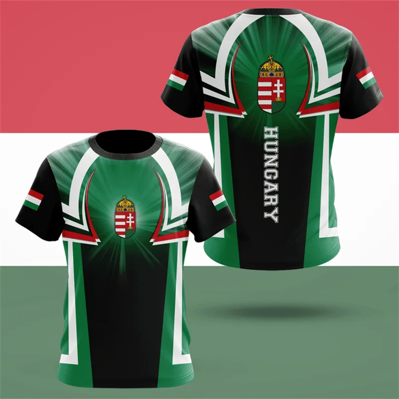 Hungary National T-Shirt Men Women Coat Of Arms Graphic Tee 3D Printing Football Team Uniforms Summer Outdoor Sports Streetwear