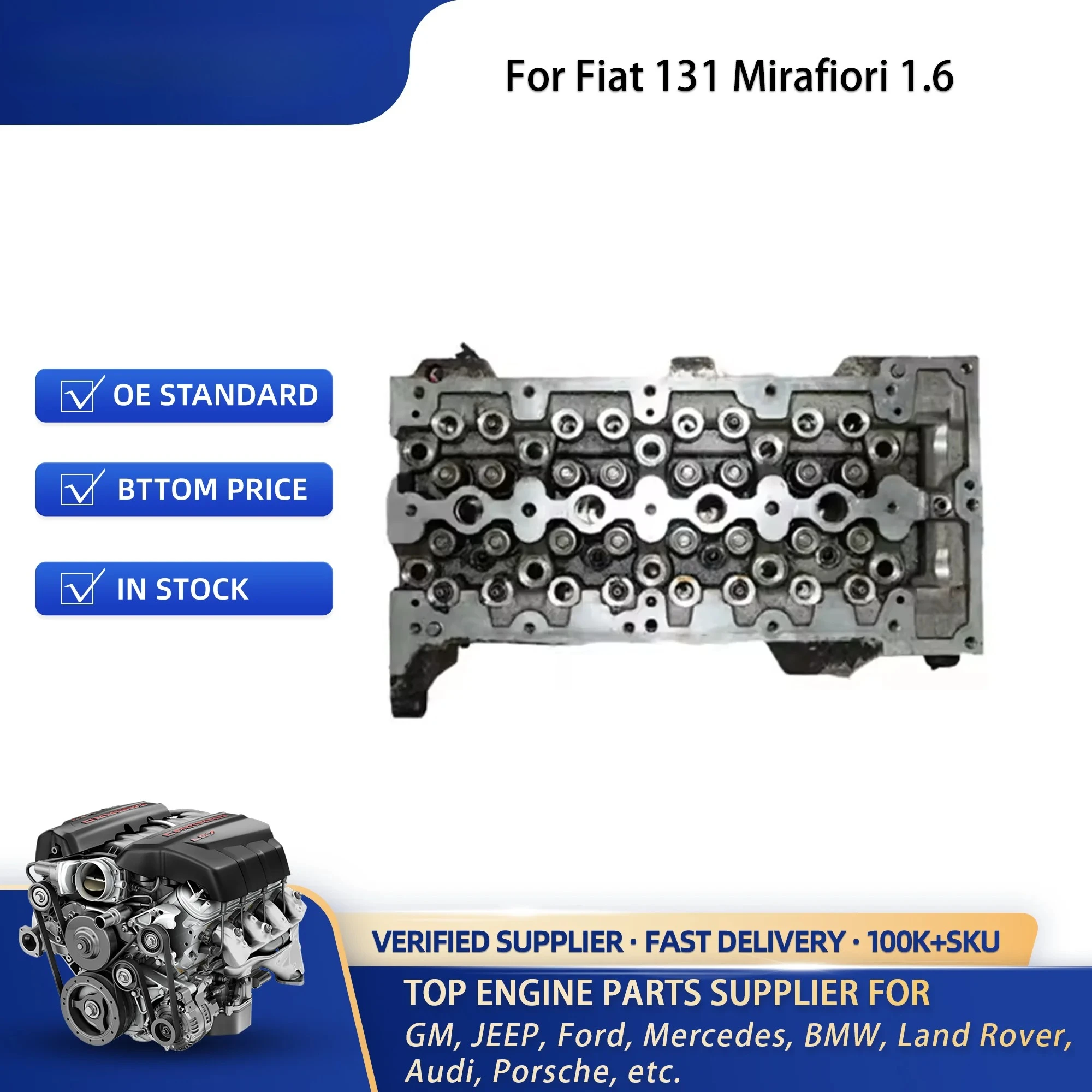 Linkteco Auto Parts 124B3 Cylinder Head diesel Engine for Fiat 131 Mirafiori/242-15 (platode P.C Chamber) 1.6 1974-1981 4346621