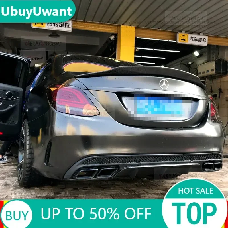 UBUYUWANT For Benz C Class W205 Spoiler  C63 C180 C200 C250 C260 2014--2020 Year Sedan Glossy Black Real Carbon Fiber Rear Wing