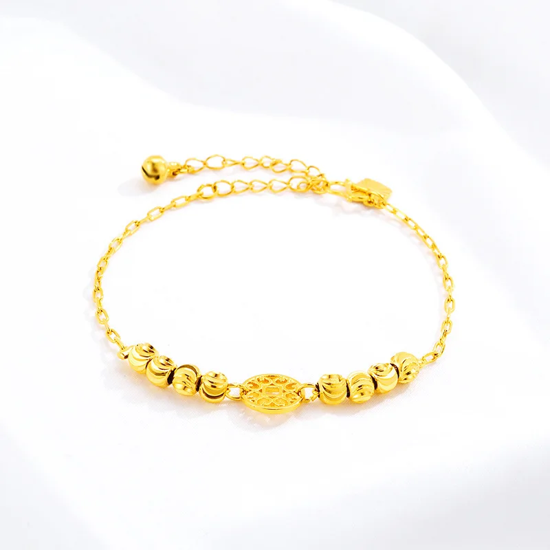 New AU999 gold bracelet for women, fashionable, pure gold 24K, money-transferring jewelry, goddess wrist chain