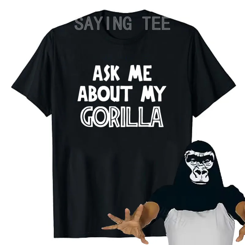 Fragen Sie mich nach meinem Gorilla-T-Shirt für Männer und Jungen, lustiges Retro-Dschungel-Affen-Loose-Top, Persönlichkeits-T-Shirt aus weicher Baumwolle, originelles Geschenk – Detail 10