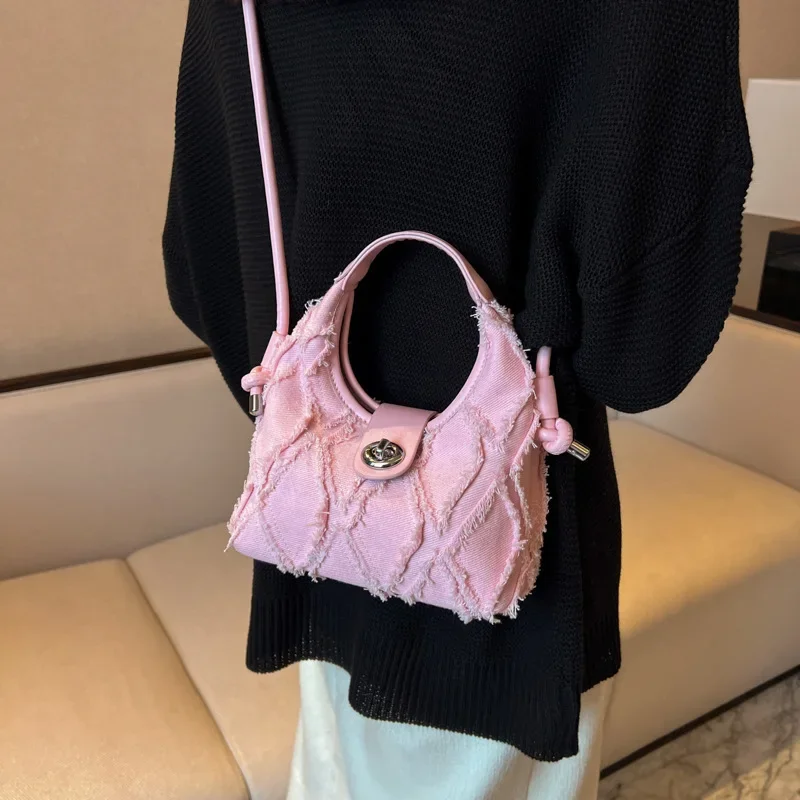 2024 New Niche Shoulder Bag Internet Celebrity Same Denim Diamond Versatile Fashion Shoulder Crossbody Armpit Bag