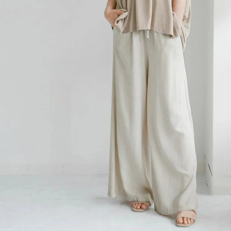 Summer 2026 Casual Wide Leg Pants Slimming Anti-Wrinkle Smooth Fabric New Arrival Women's Fashion Neutral Style Low Waist