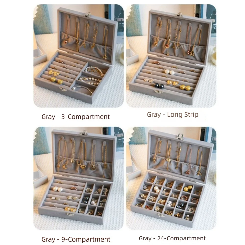 Large Capacity Jewelry Storage Box Dustproof 3/9/24 Grids Travel Jewelry Case INS Flip Lid Portable Earring Organizer