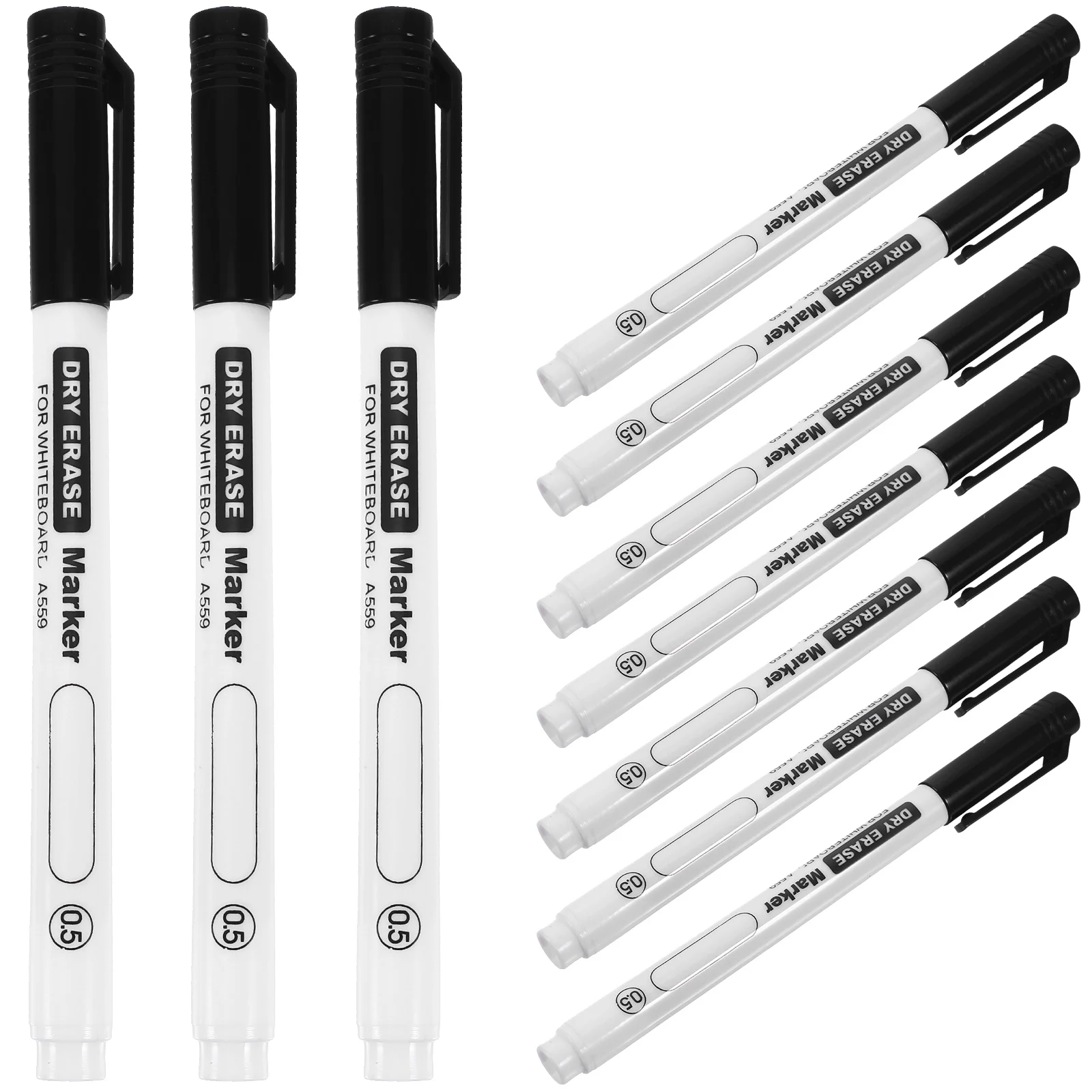 10 Pcs Easy to Write and Erase Fine Tip Whiteboard Pen Dry Marker (black 05mm) 10pcs Teacher Marking Writing Graffiti