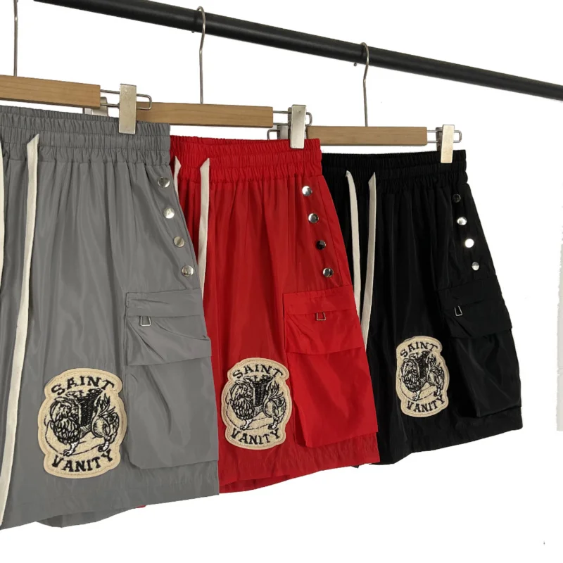 Saint American High Street uomo casual estivo orts patchwork ricamo abbigliamento da lavoro pantaloni a gamba dritta in fibra di poliestere