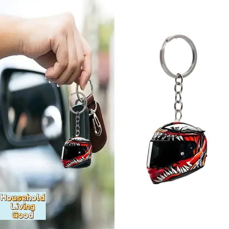Chaveiro de Capacete 2D Plano, Estilo Moderno, Capacete de Motocicleta, Segurança, Bolsa Automotiva, Chaveiro de Carro, Presente, Joia