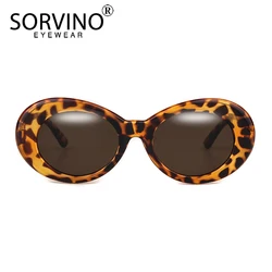 SORVINO Retro Small Oval Sunglasses Women Designer Clout Goggles Leopard Pink Sun Glasses Big Fashion Shades Gafas De Sol Sn259