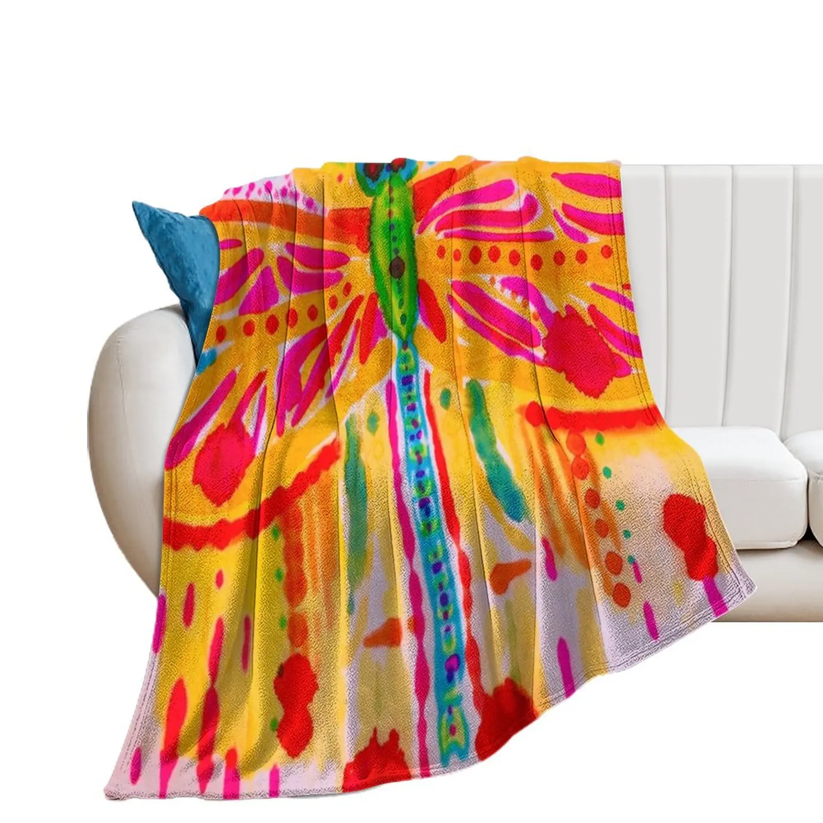 Dragonfly Burst Throw Blanket blankets ands Custom Softest Blankets