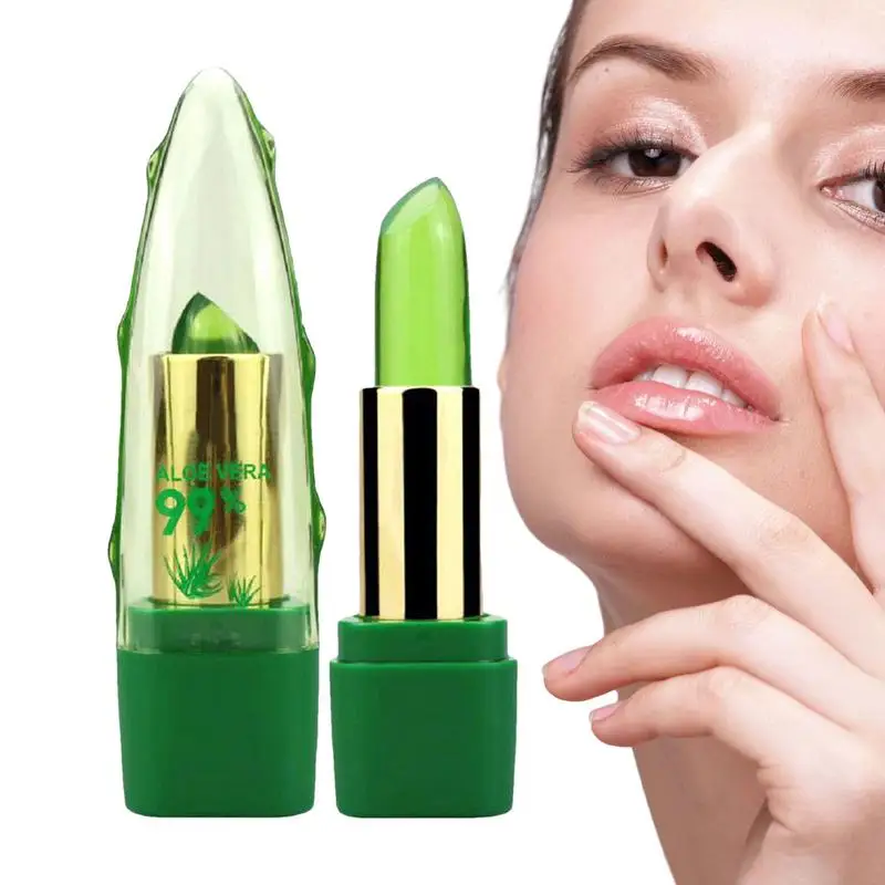 Aloe batom temperatura mudança de cor inverno hidratante bálsamo labial natural puro planta duradoura geléia batom