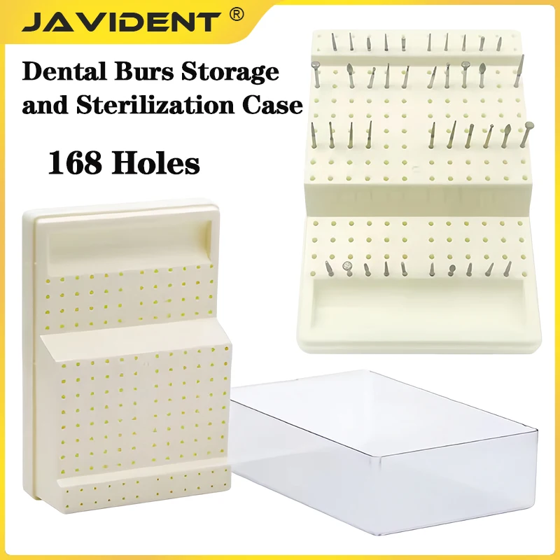 168 Holes Dental Burs Box Drill Diamond Stand Block Sterilization Placement Case Holder Dentistry Laboratory Instruments Tools
