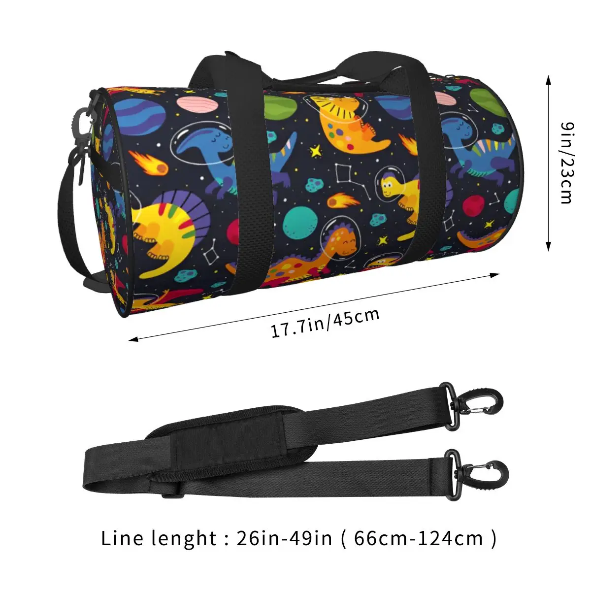 Tas Olahraga Pola Dinosaurus Di Luar Angkasa Tas Olahraga Kapasitas Besar Tas Tangan Desain Pasangan Oxford Tas Kebugaran Grafis Latihan Perjalanan