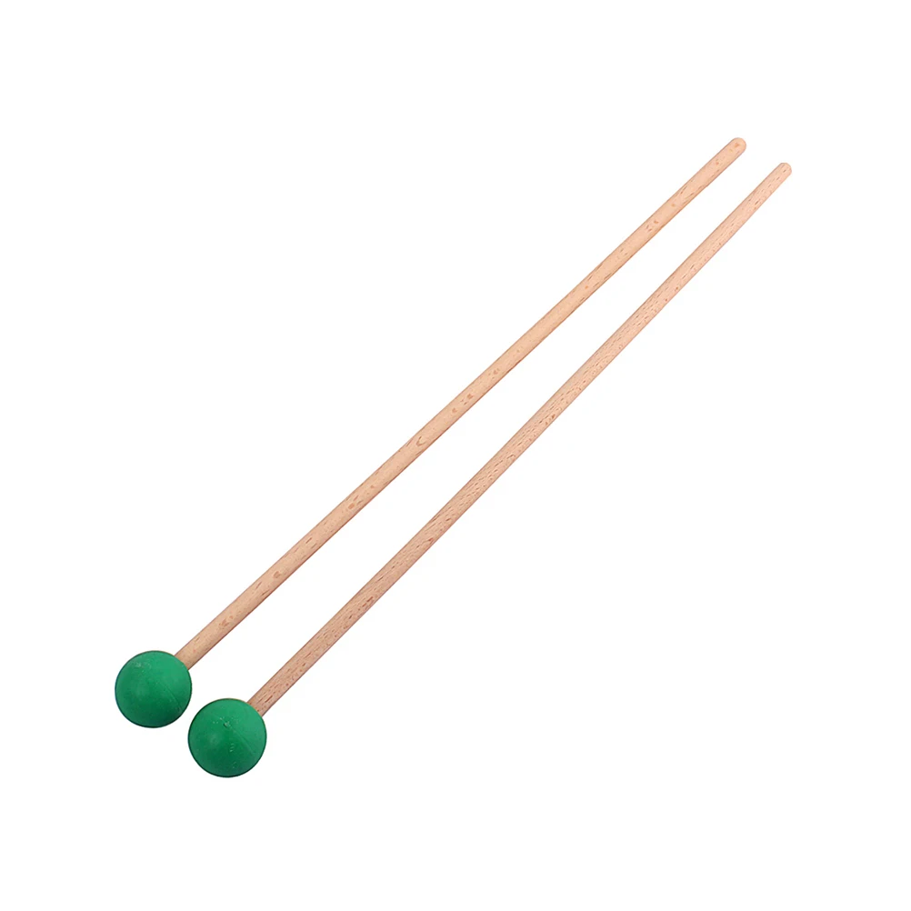 

1 Pair Wood Handle Rubber Head Glockenspiel Mallets Bell Drumsticks Percussion Sticks Musical Instrument Accessories Green
