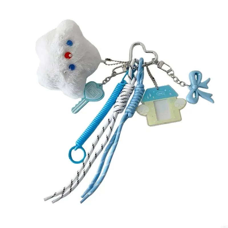 

CORA Plush Bear Keychain Soft Fuzzy Holders For Backpacks Office School Essential Keyring Adorable Fuzzy Accessory