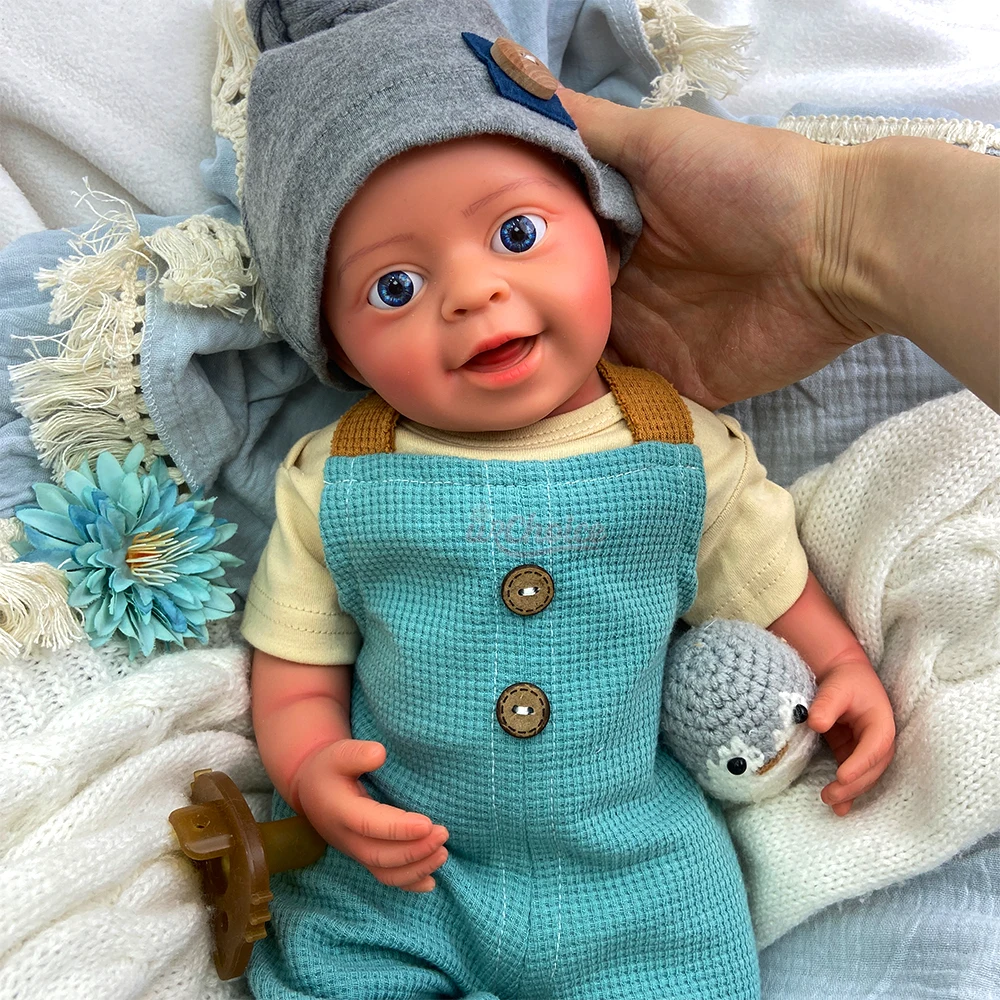 

18-дюймовая мягкая силиконовая кукла Reborn для маленьких мальчиков, реалистичная моющаяся кукла для новорожденных Bebe для детей, рождественский подарок