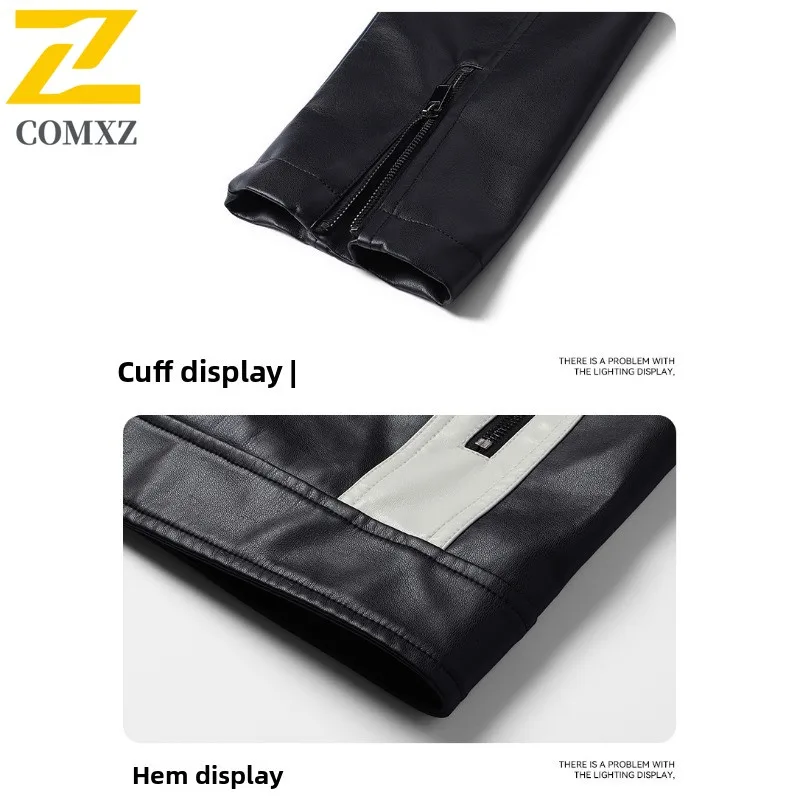 سترة واقية كلاسيكية للرجال بقصة ضيقة من جلد البولي يوريثان معطف دراجة نارية على الطراز الأمريكي مقاوم للماء ومقاوم للرياح ملابس خروج كلاسيكية ملابس الخريف #6