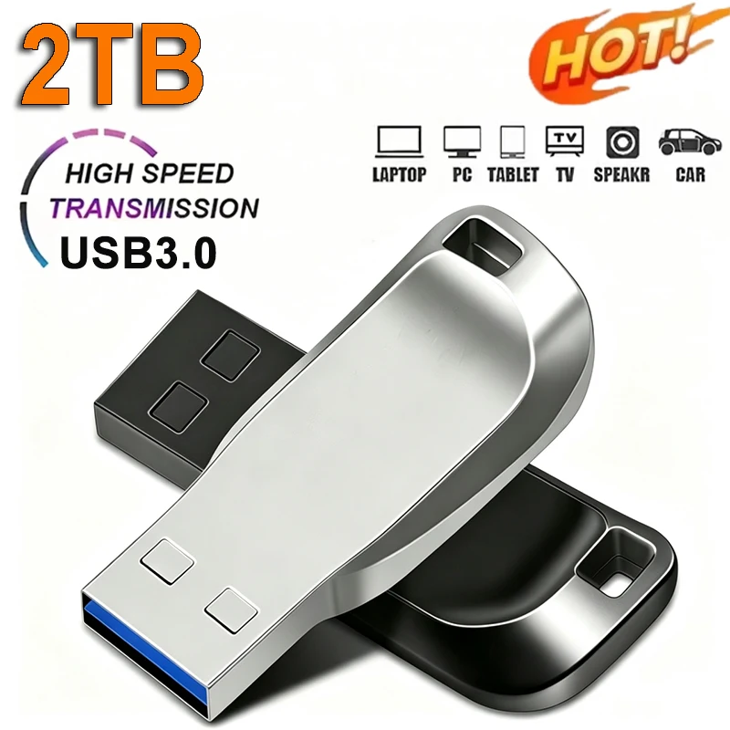 Adaptador de Memoria USB 3.0 de 2TB, Mini Pendrive Metálico de Alta Velocidad, 1TB, 512GB, Unidad Portátil Resistente al Agua, Memoria USB