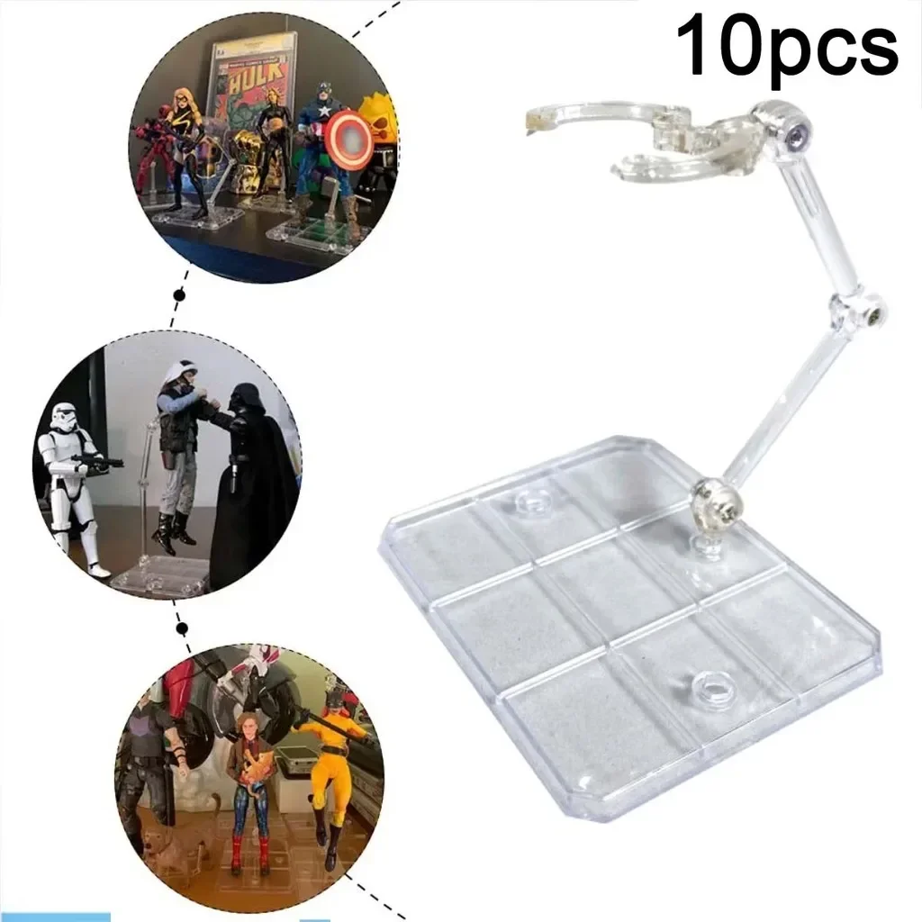 10PCS Action Figure Stand Assembly Action Figure Clear Display Holder Base Doll Model Support Stand for HG RG Gundam Adjustable