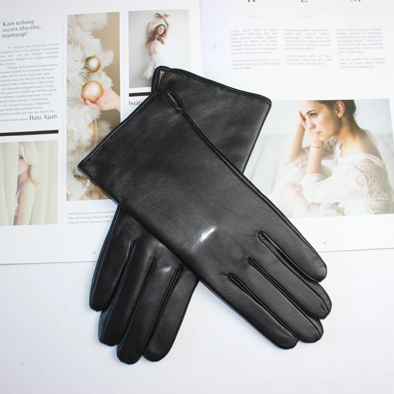 Gants en peau de mouton pour dames, classique, solide, document, polyvalent, cuir, printemps, tricot, doublure, cyclisme, conduite, automne