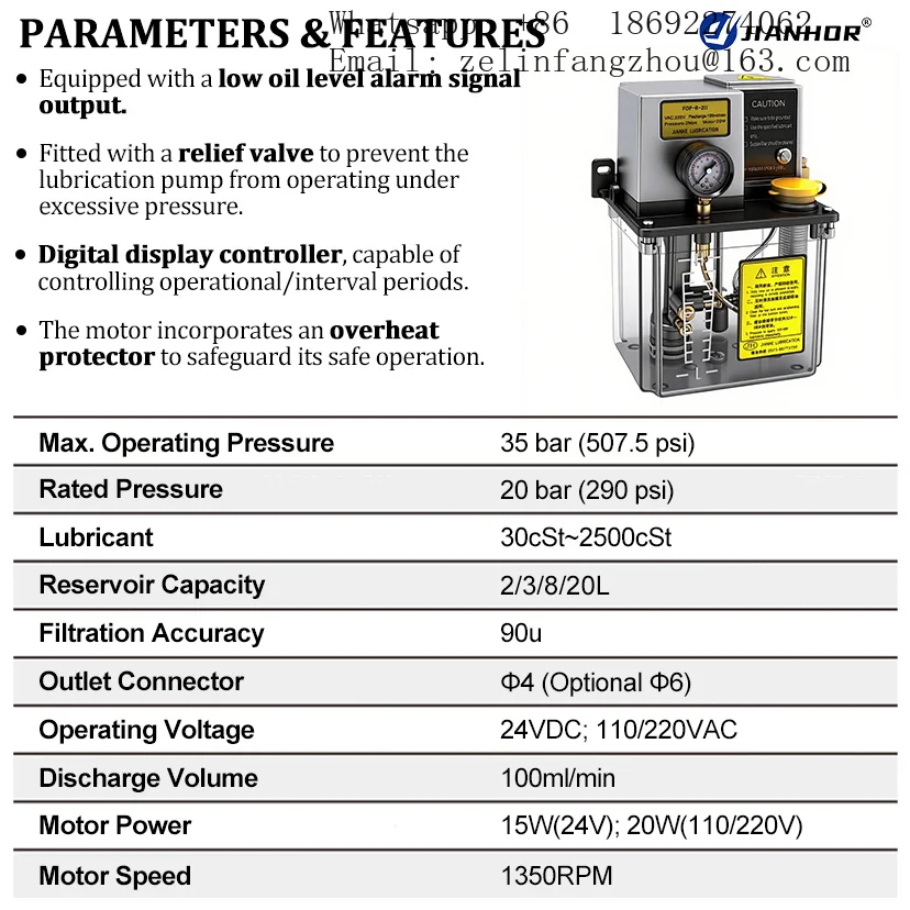 CNC Machine 24V Electric Automatic Oil Lubricator Pump for Positive Displacement Lubrication System Heavy Duty OEM Pro