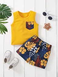 Two-piece Summer Fashion Cute and Comfortable Printed Tank Shorts for Baby Girls Handsome Breathable Casual Suit for Baby Boys