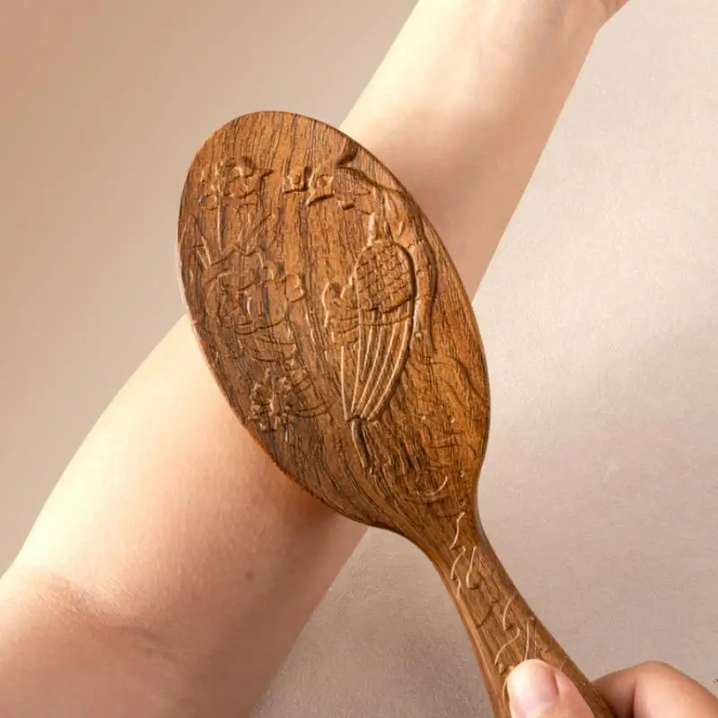 

39 Teeth Head Massage And Gua Sha Tool Long Handled Massage Comb Scalp Head Meridian Comb Thickened Wide Wooden Comb