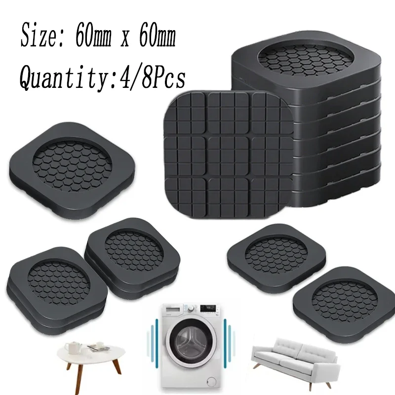 

4/8PCs Furniture Anti-Vibration Pads, Universal Non-Slips Silencers for Washer, Fridge & Appliances 60cm x 60cm