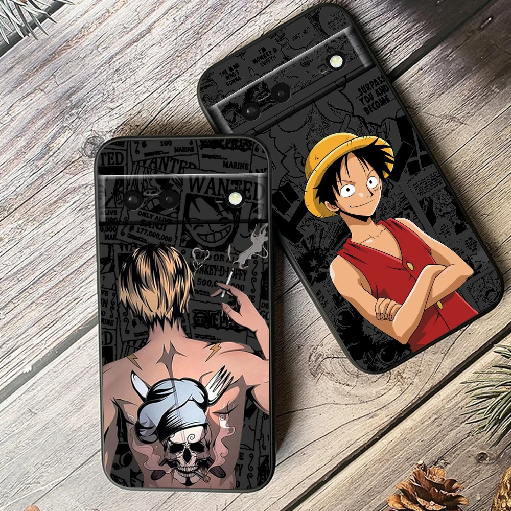 

Anime Cartoon Ones Piece For Google Pixel 9 8 7A 7 6A 6 5A 5 4 4A XL 5G Black Silicon Shockproof Shell Cover Phone Case