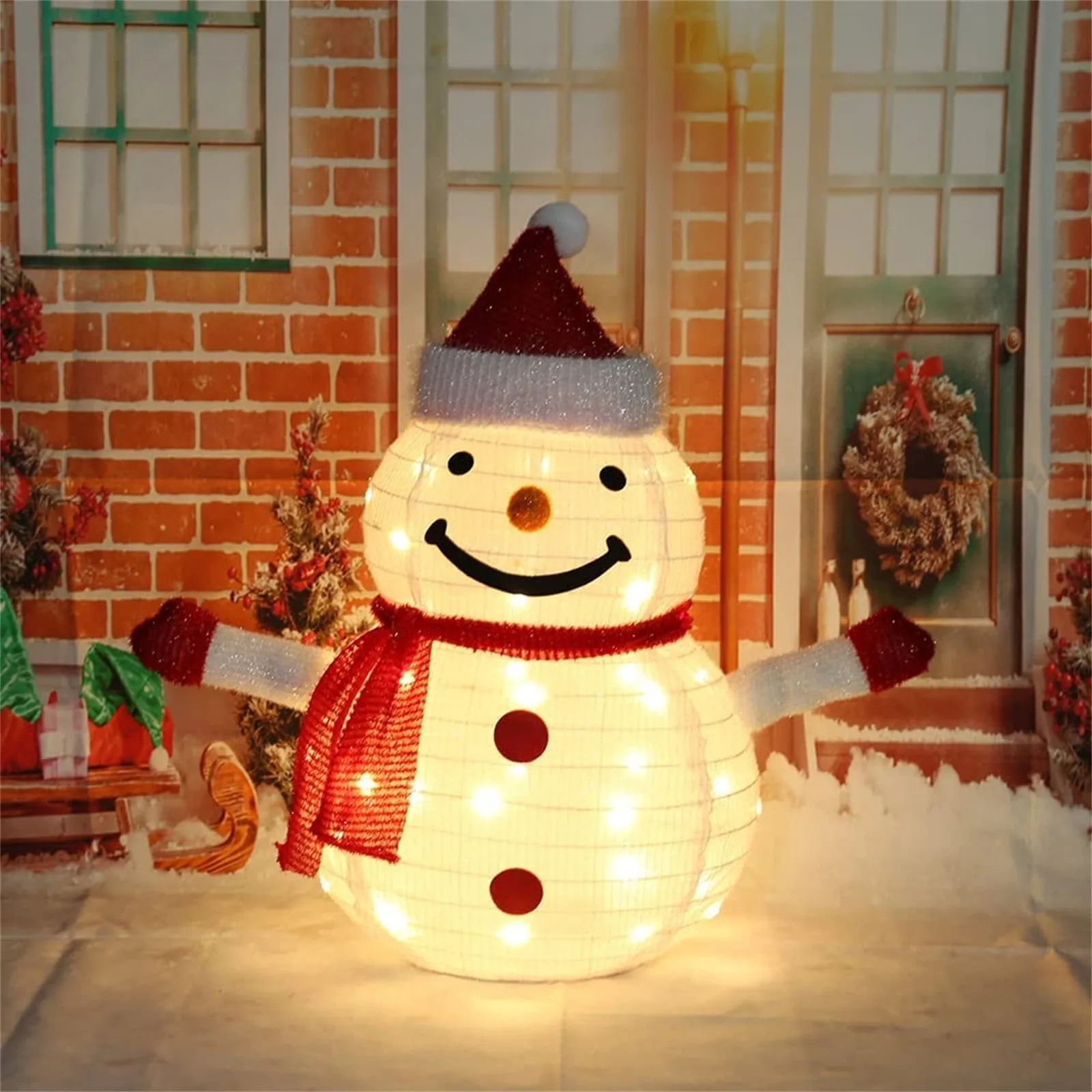 2024 Christmas Decoration Folding Cloth Snowman  Retractable Cloth Glowing Led String Lights Indoor Outdoor Wear Christmas Decor