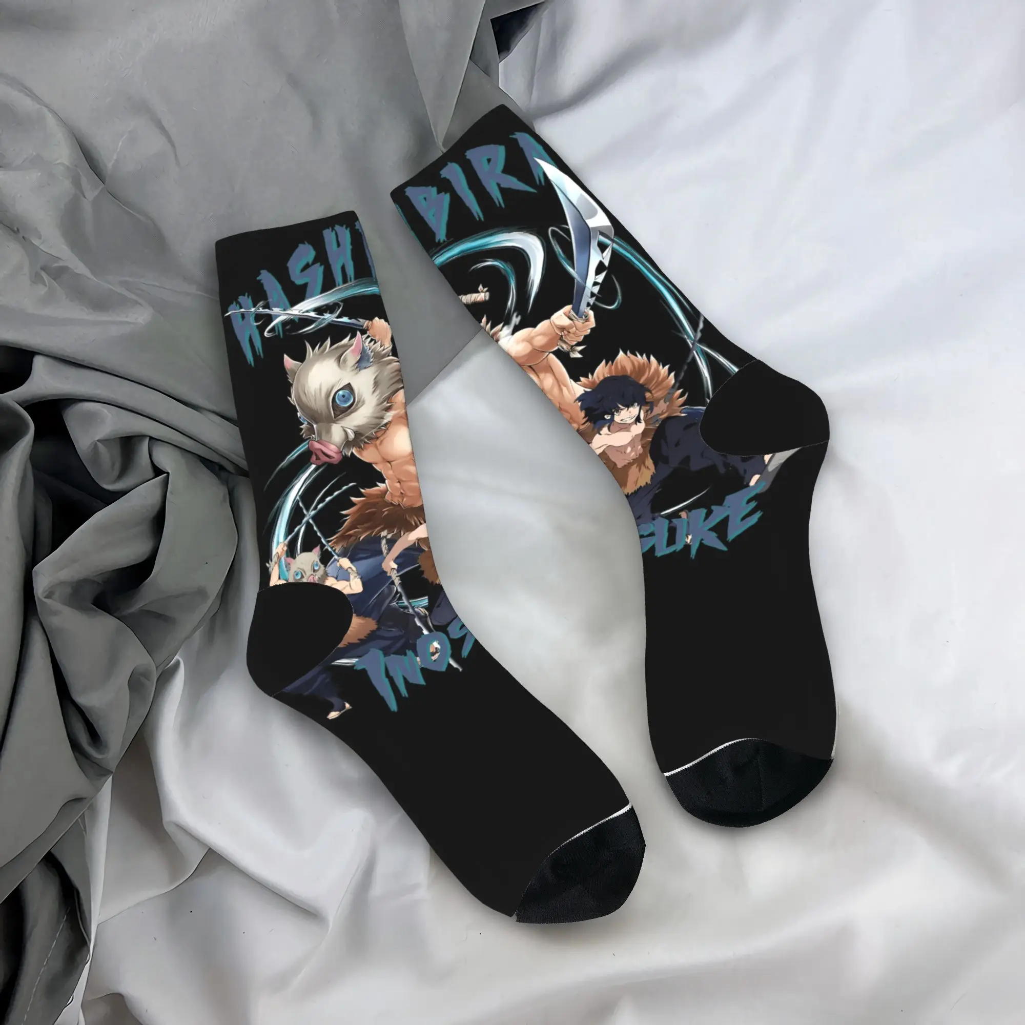 Inosuke Socks Demon Slayered Printed Stockings Non Skid Women Men Socks Soft Breathable Autumn Gothic Outdoor Sports Socks