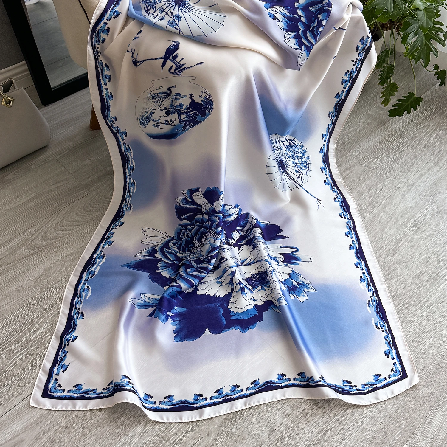 Latest Spring High Quality Soft Silk Scarf Women Ladies Elegant Print Scarf Fashion Shawl Beach sun Protection Designer Scarf