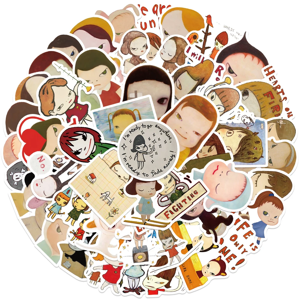 50PCS Japan Yoshitomo Nara Stickers for Car Luggage Laptop Skateboard Gift Journal Waterproof Sticker Wholesale Toy DIY Stickers