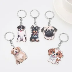 Creative Cartoon Dog Key Chain Wooden Golden Retriever Pug Border Collie Corgi Dachshund Dogs KeyChain Bag Decoration