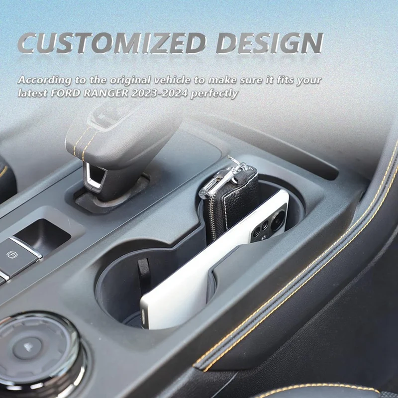 For Ford Ranger 2023 2024 Silicone Center Console Water Cup Holder Insert Interior Accessories