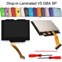 Pantalla LCD retroiluminada V5 IPS GBA SP laminada, kits de modificación de píxeles retro para Game Boy Advance SP, NO ES NECESARIO cortar la carcasa.