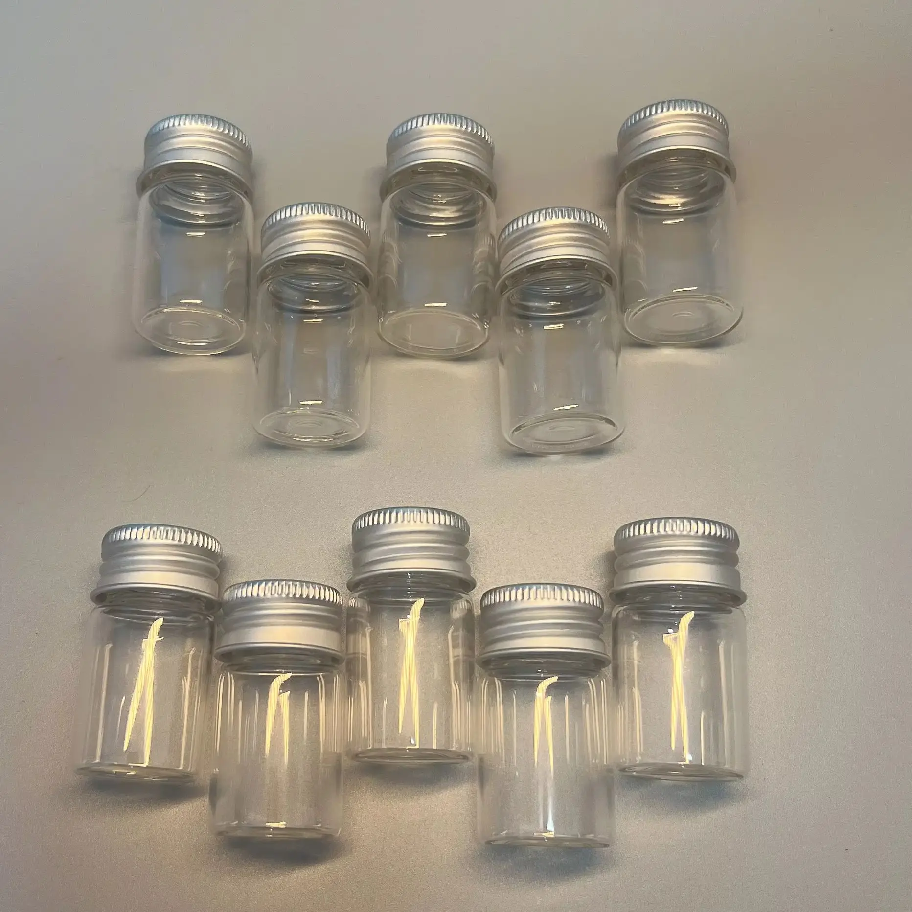 60/108 PCS 8ml 22x40mm Tiny Glass Bottles Silver Caps Leak-Proof Vials Travel Toiletries Pocket Essentials Pantry Minis Jars