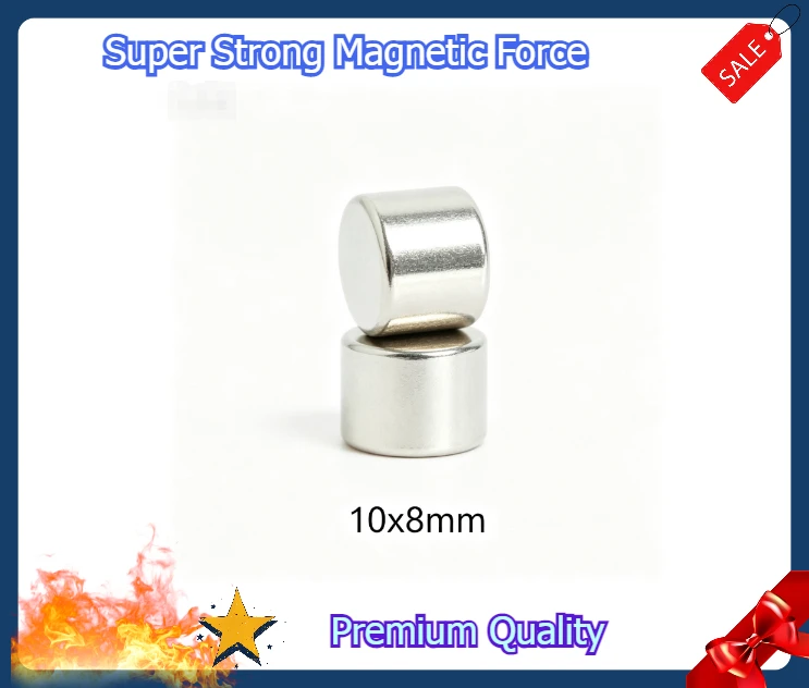 Powerful NdFeB Magnet 10x8mm Round Disc Super Strong Neodymium Magnet For Leather Bags Gift Box Packaging Closure