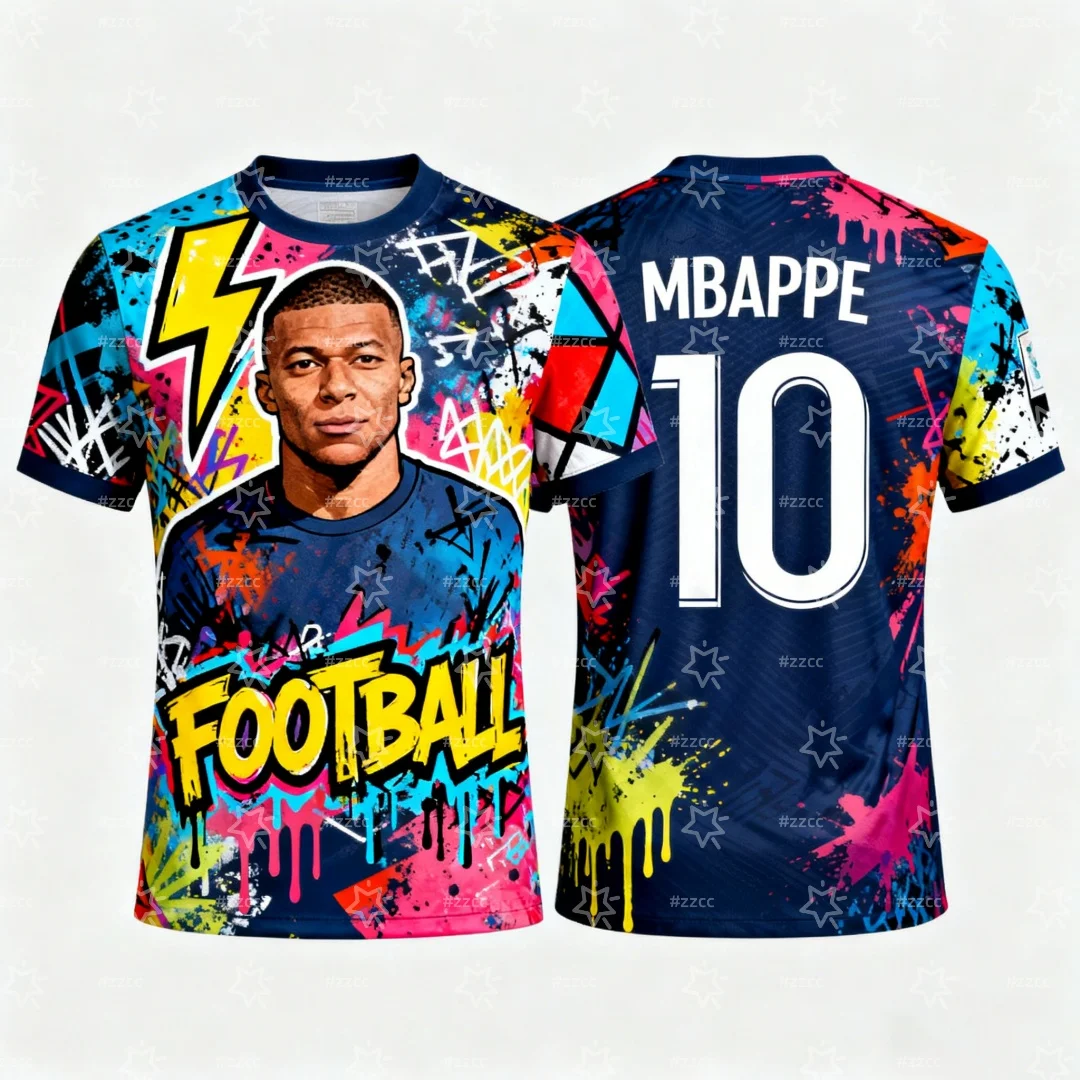 

Mbappe fan commemorative football jersey 3d Printing Autumn Sports Dry Quickly Men's T-Shirt Children's Clothing Tee Y2k Woman