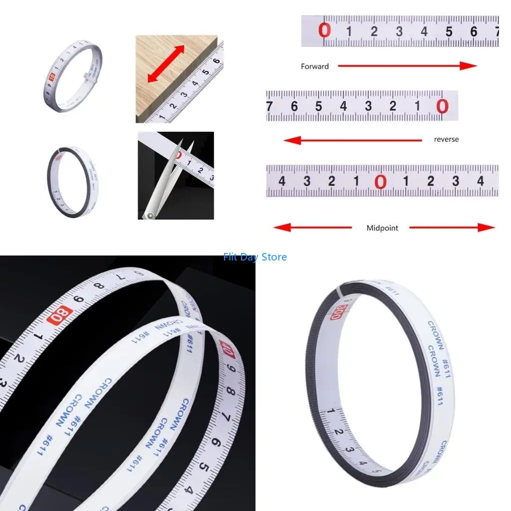 F92C Ruler Tape Measure Measuring Tool Steel AdhesiveBacking for T Track Routers
