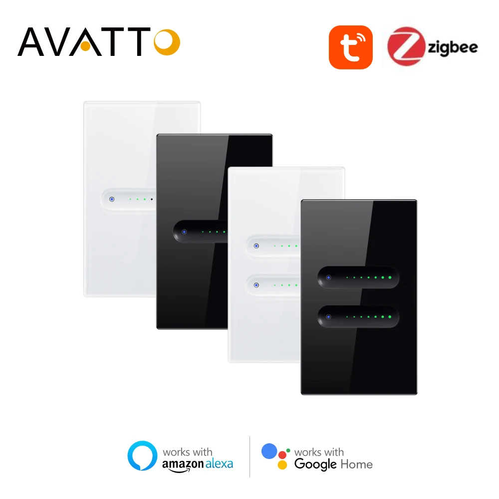 AVATTO Zigbee Smart Dimmer Light Switch,Grooves design,tuya APP Remote Control,Work for Alexa Google home