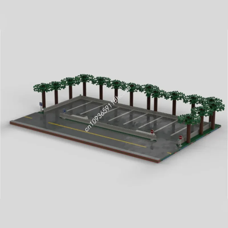 1280pcs MOC Tempat Parkir Model Kota Blok Bangunan Rakitan Kreatif Mainan Kerajinan Bata Modular Arsitektur Anak-anak Hadiah Natal
