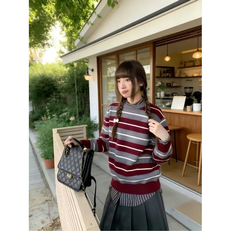 

Color Blo Sweater Women's Autumn Winter New Faion Princ Sle Thiened Knitted Top Small Loose Fit Versatile Design