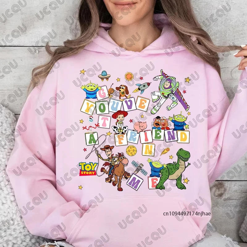 MINISO Cartoon Disney Toy Story Printed Cotton Hoodies For Women Autumn Winter Fashion Casual Long Sleeve Sweatshirt Couple Tops