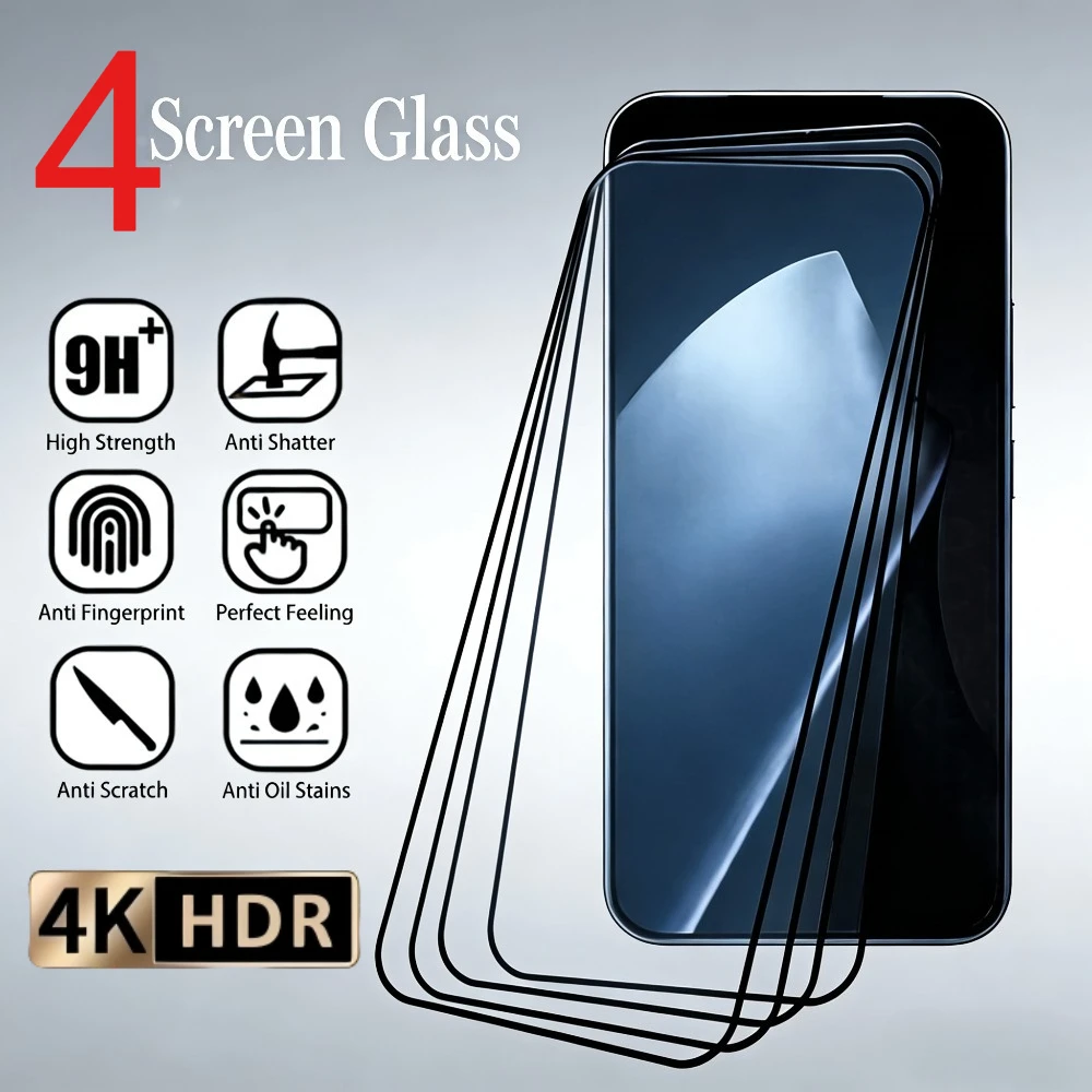 

4Pcs Full Cover Tempered Glass for Xiaomi 15T 14T 13T 12T 11T Pro Screen Protector for Xiaomi 17 Pro Max 17 15 14 13 11 Lite 5G