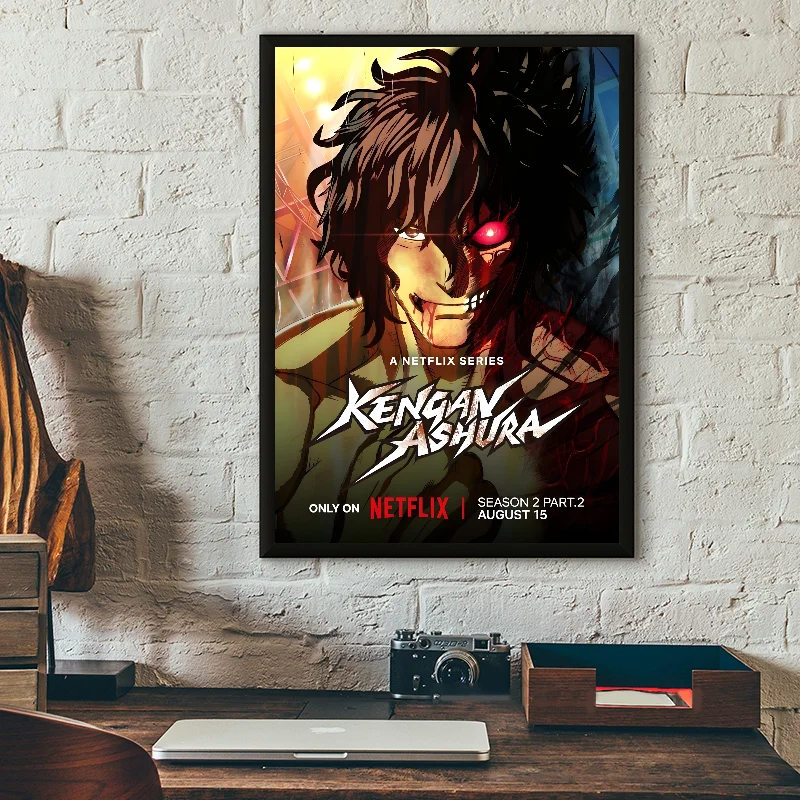 Anime Kengan Ashura Poster Self-adhesive Art Waterproof Paper Sticker Coffee House Bar Room Wall Decor