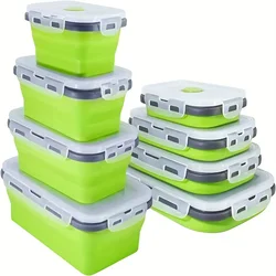 1/4pcs Collapsible Silicone Food Storage Container Stackable Space Saving Lunch Box Microwaveable Foldable Kitchen Accessories