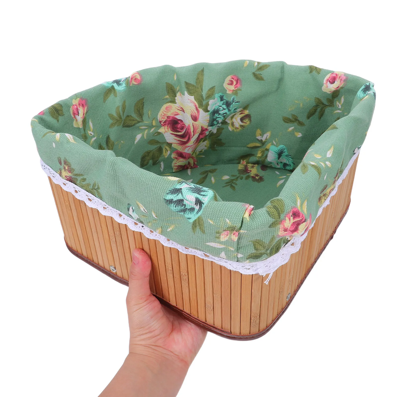 

Плетеная бамбуковая корзина-куб в форме веера для хранения, декоративный органайзер для угловой полки, для спальни, кухни, ванной комнаты