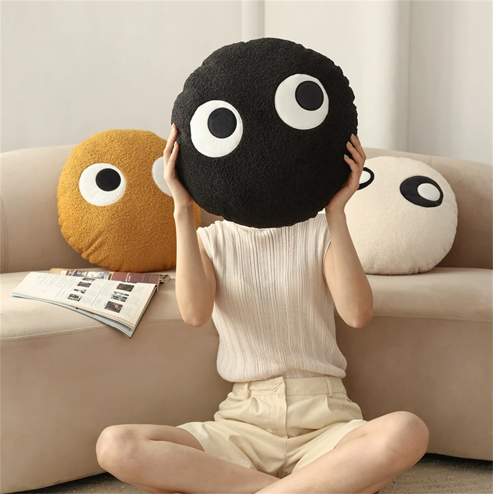 Nordic Ball Shaped Plush Wool Cushion Living Room Decor Big Eyes Throw Pillow Home Pillows for Sofa Creative Rest Waist Pillow