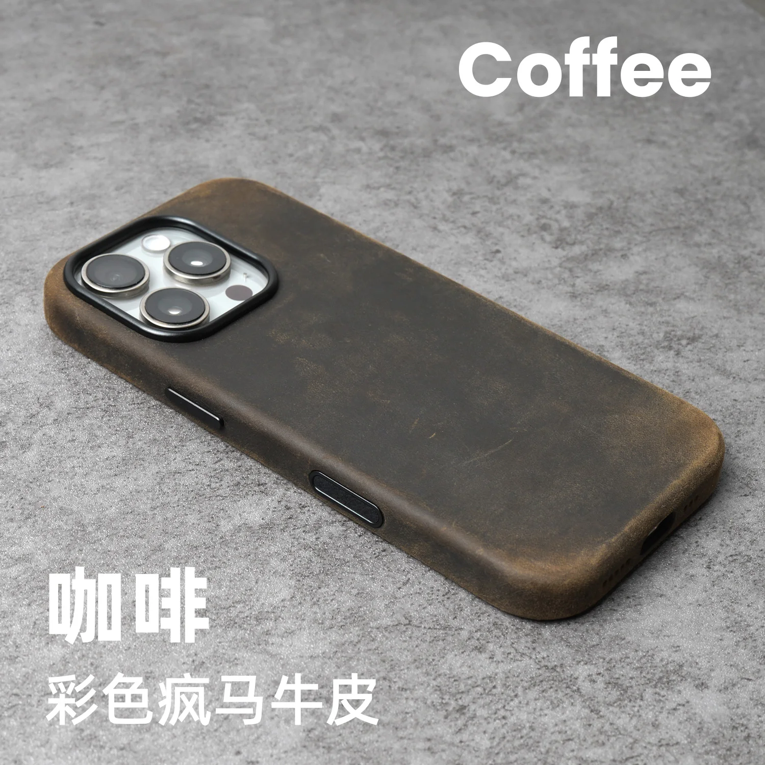 YMW Scratc Crazy Horse Genuine Leather Case for iPhone 17 16 15 YMW Scratc Crazy Horse Genuine Leather Case for iPhone 17 16 15